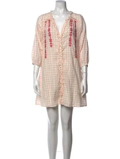 Pre-owned Pink Chicken Plaid Print Mini Dress In Neutrals