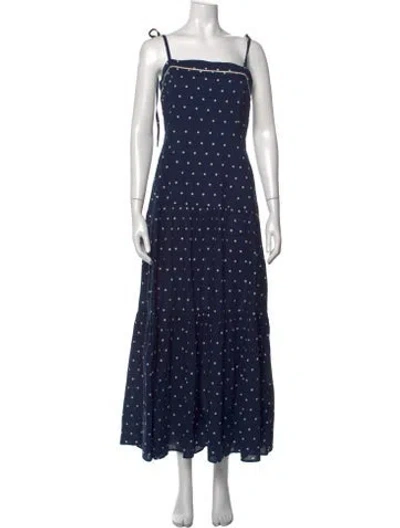 Pre-owned Pink Chicken Polka Dot Print Long Dress In Blue