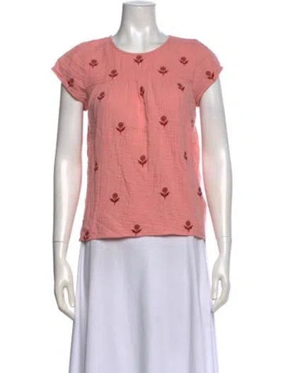 Pre-owned Pink Chicken Printed Crew Neck Button-up Top In Pink