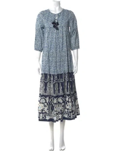 Pre-owned Pink Chicken Printed Long Dress In Blue