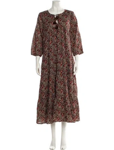 Pre-owned Pink Chicken Printed Long Dress In Brown