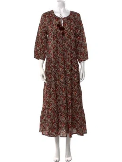 Pre-owned Pink Chicken Printed Long Dress In Brown