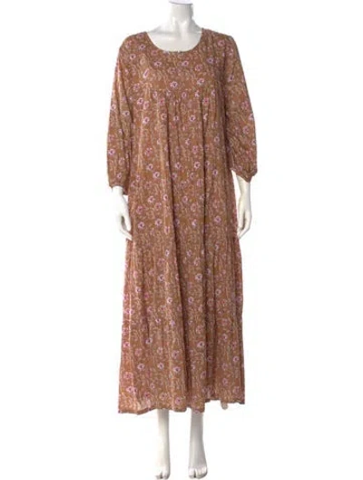 Pre-owned Pink Chicken Printed Long Dress In Brown