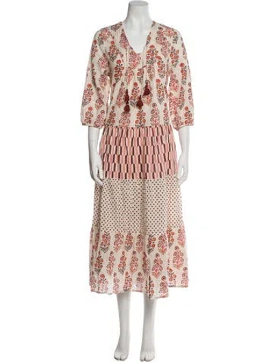 Pre-owned Pink Chicken Printed Long Dress In Multi