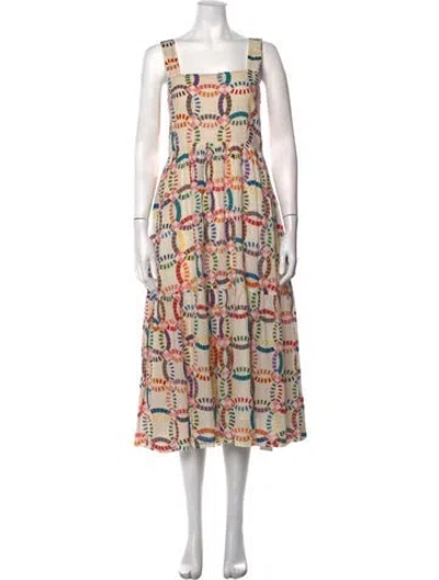 Pre-owned Pink Chicken Printed Midi Length Dress In Multicolor