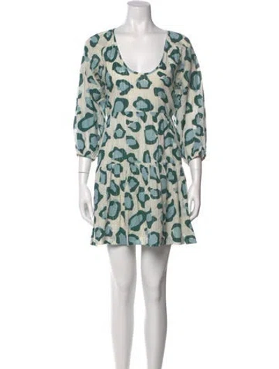 Pre-owned Pink Chicken Printed Mini Dress In Green