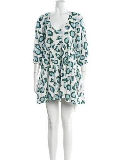 Pre-owned Pink Chicken Printed Mini Dress In Green