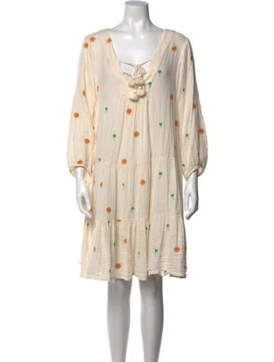 Pre-owned Pink Chicken Printed Mini Dress In Green/neutrals/orange