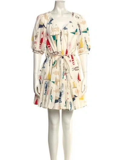 Pre-owned Pink Chicken Printed Mini Dress In Neutral