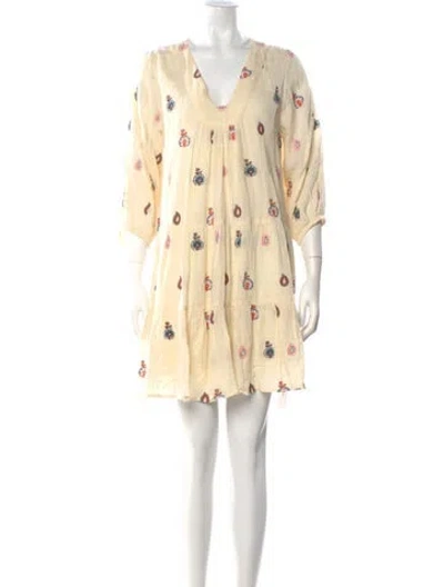 Pre-owned Pink Chicken Printed Mini Dress In Neutral