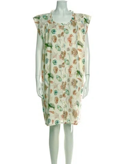Pre-owned Pink Chicken Printed Mini Dress W/ Tags In Green