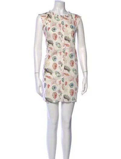 Pre-owned Pink Chicken Printed Mini Dress W/ Tags In Neutral