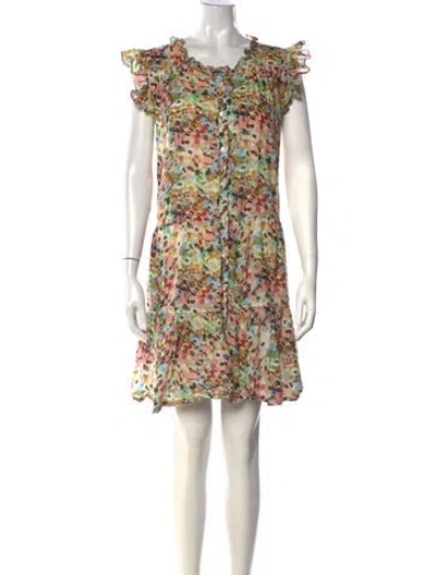 Pre-owned Pink Chicken Printed Mini Dress In White