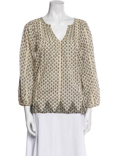 Pre-owned Pink Chicken Printed V-neck Blouse In Neutral