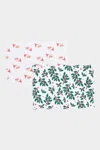 Pink Chicken Quilted Placemat Set Of 2 In Gardenia Santas + Holly
