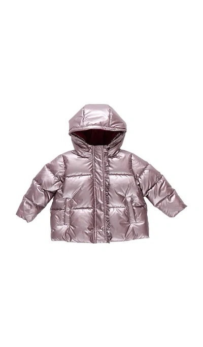 Pink Chicken Ruffle Pete Puffer In Vintage Rose Metallic