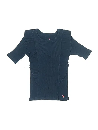 Pre-owned Pink Chicken Kids' Short Sleeve Top Blue Hearts Pattern Sweetheart Neckline Tops