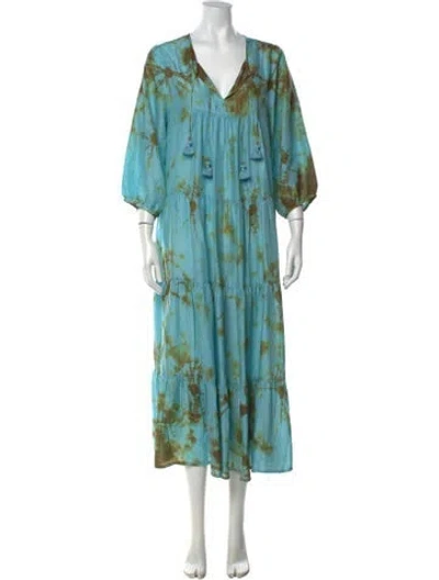 Pre-owned Pink Chicken Silk Long Dress In Blue