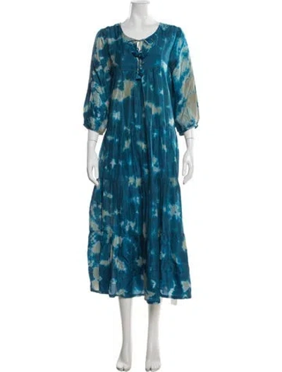 Pre-owned Pink Chicken Silk Long Dress In Blue