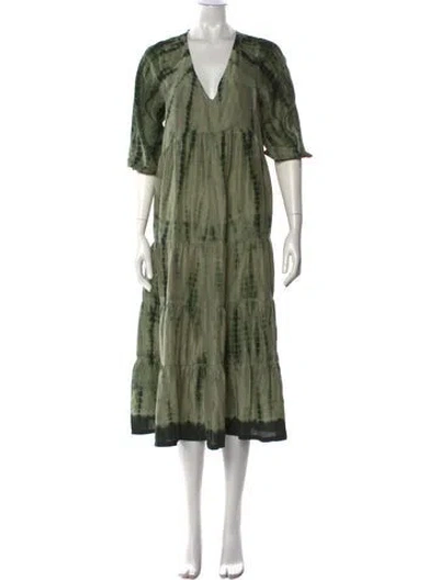 Pre-owned Pink Chicken Silk Long Dress In Green