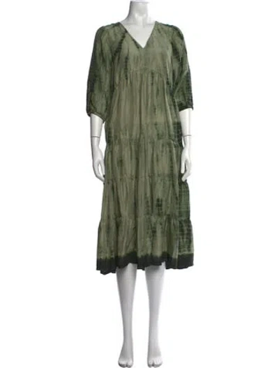 Pre-owned Pink Chicken Silk Long Dress In Green