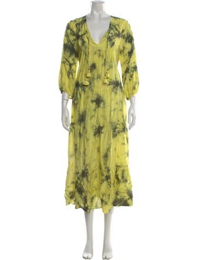 Pre-owned Pink Chicken Silk Long Dress In Green