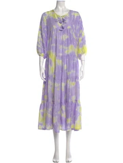 Pre-owned Pink Chicken Silk Long Dress In Purple
