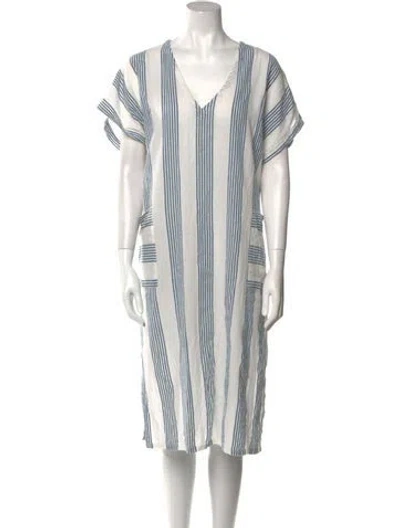 Pre-owned Pink Chicken Striped Midi Length Dress In Blue