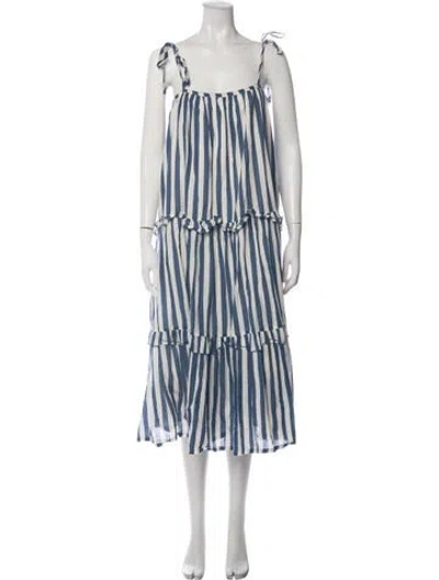 Pre-owned Pink Chicken Striped Midi Length Dress In Blue