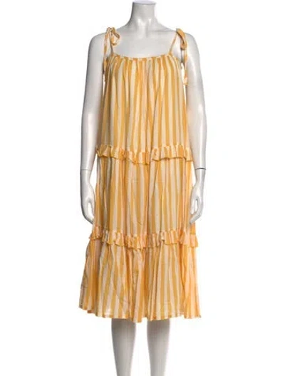 Pre-owned Pink Chicken Striped Midi Length Dress In Green