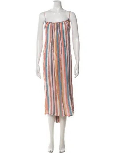 Pre-owned Pink Chicken Striped Midi Length Dress In Neutral