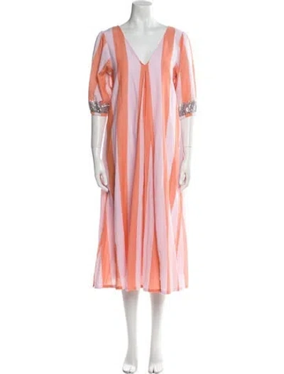 Pre-owned Pink Chicken Striped Midi Length Dress In Pink