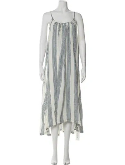 Pre-owned Pink Chicken Striped Midi Length Dress In White