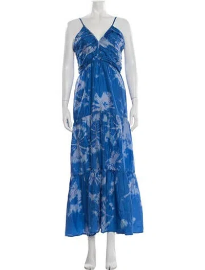 Pre-owned Pink Chicken Tie-dye Print Long Dress In Blue