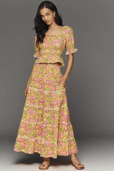 Pink City Prints 100% Cotton Rah Rah Maxi Skirt In Multi