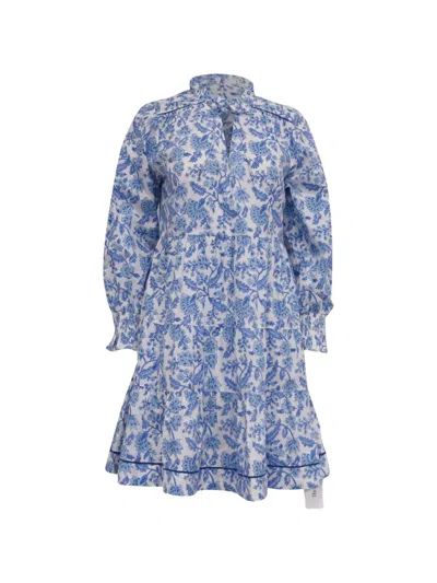 Pre-owned Pink City Prints 2020s Martha Tiered Dress In White
