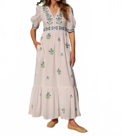 Pink City Prints Alicia Midi Dress In Provencal Perfume In White