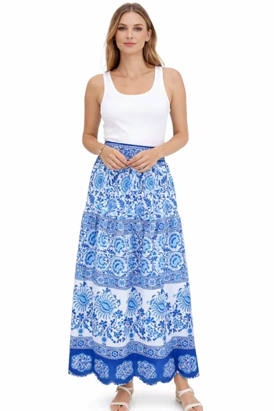 Pink City Prints Anora Maxi Skirt In Azure In Multi
