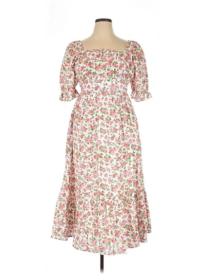 Pre-owned Pink City Prints Casual Dress In White
