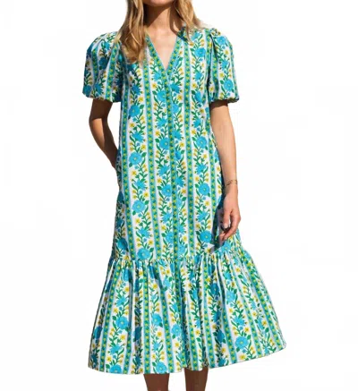 Pink City Prints Daisy Midi Dress In Hibiscus Border In Multi