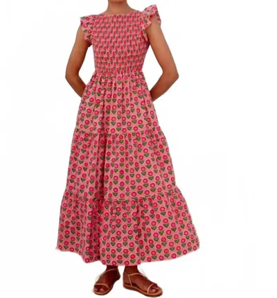 Pink City Prints David Bowie Dress In Marigold Blush In Multi