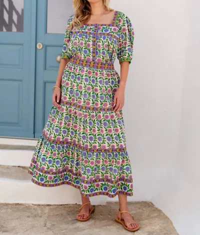 Pink City Prints Fleur Maxi Skirt In Folk Border In Multi