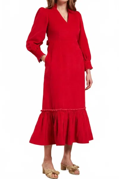 Pink City Prints Florentina Dress In Scarlet Cord In Red