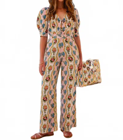 Pink City Prints Gabi Floral Trousers In Vintage Bouquet In Pink