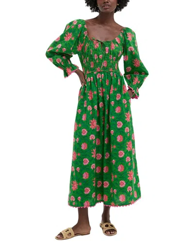 Pink City Prints Hampi Midi Dress In Green
