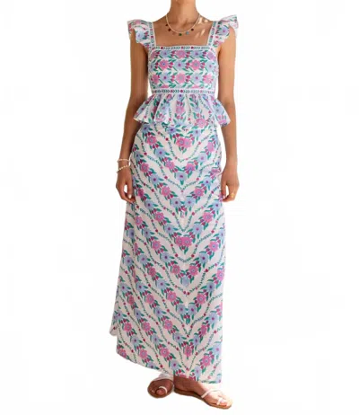 Pink City Prints Kezia Midi Skirt In Orchid Border In Multi