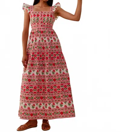 Pink City Prints Lucia Maxi Dress In Rose Folk In Pink