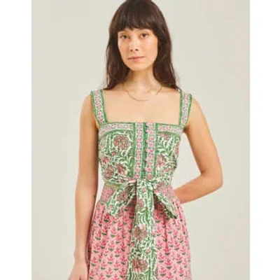 Pink City Prints Lucia Top In Green