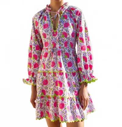 Pink City Prints Luna Mini Dress In Neon Camelia In Pink