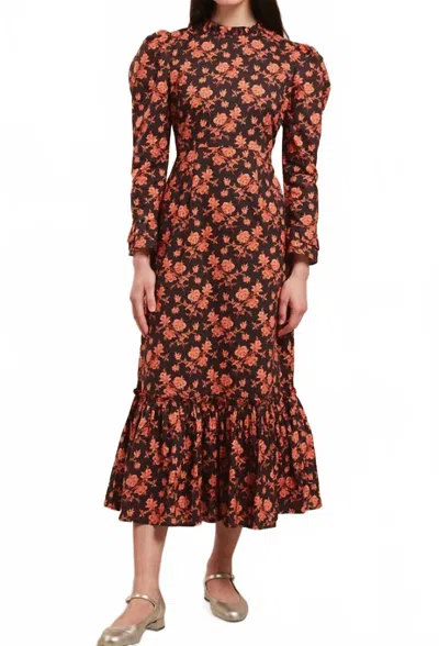Pink City Prints Petworth Dress In Flaming Chintz In Orange